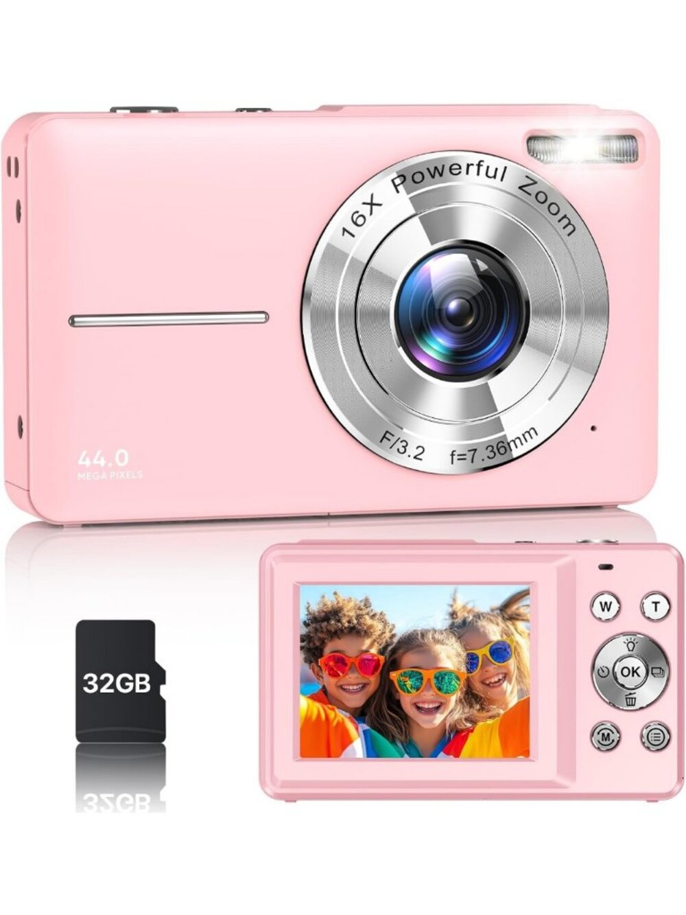 Compact 1080P Digital Camera for Teens & Kids - 16X Zoom, Anti-Shake, Portable